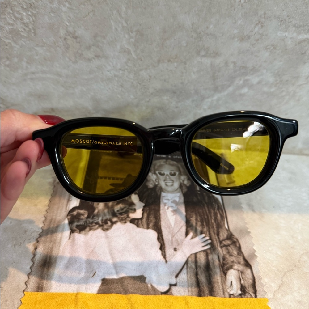 MOSCOT Black Sunglasses with Amber Lenses